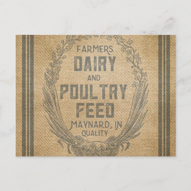 Farmers Dairy Poultry Feed Sack Burlap Postcard (Front)