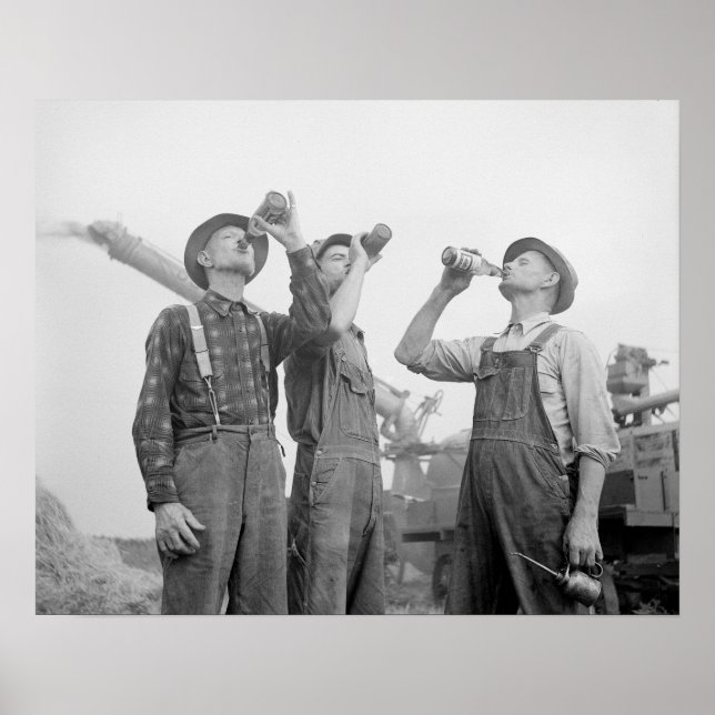 Farmers Drinking Beer, 1941. Vintage Photo Poster (Front)