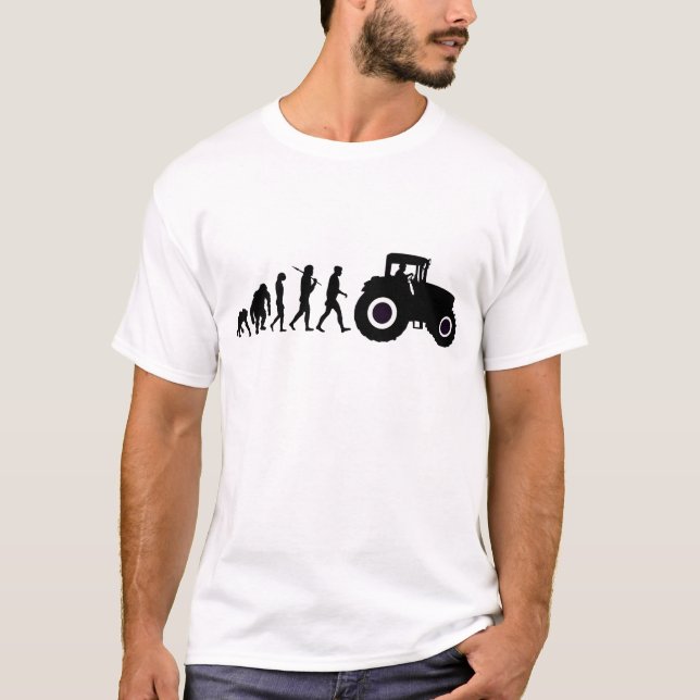 Farmers Evolution of Farming Farm Tractor Drivers T-Shirt (Front)
