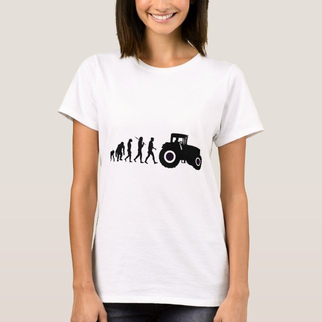 Farmers Evolution of Farming Farm Tractor Drivers T-Shirt (Front)