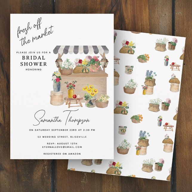 Farmer's Flower Cart Stand Market Bridal Shower Invitation (Farmer's Flower Cart Stand Market Bridal Shower Invitation)