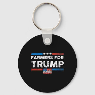 Farmers For Trump Us Flag Vintage Key Ring