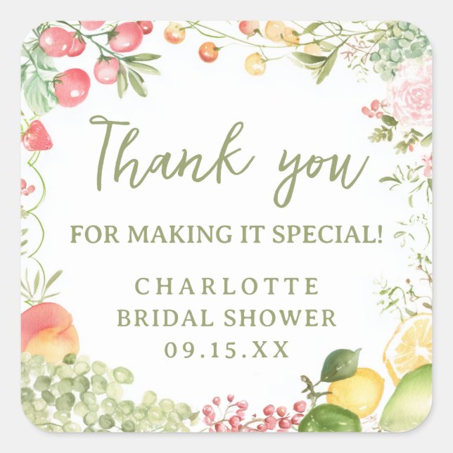 Farmers Fresh off the Market Bridal Shower  Square Sticker (Front)