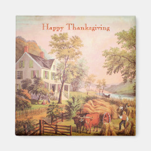 Farmer's Harvest Scene Thanksgiving Magnet
