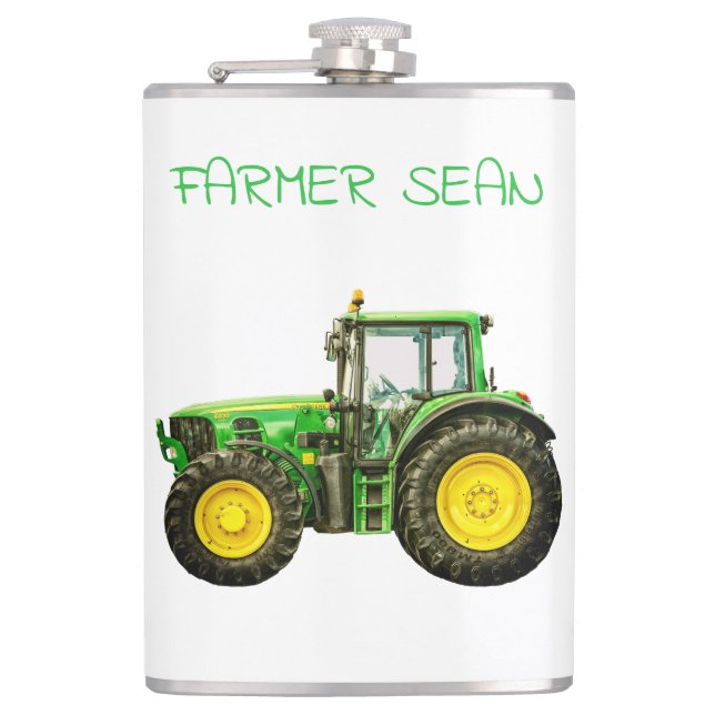 Farmers John Deere Tractor Hip Flask (Front)