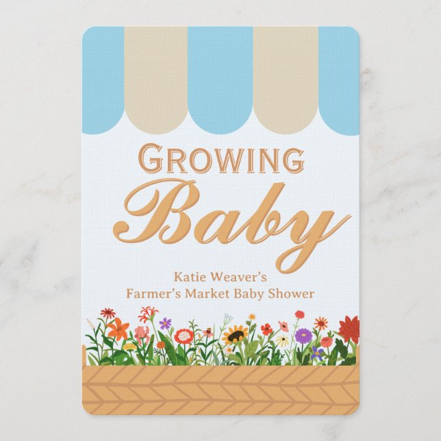 Farmers Market Baby Shower - Blue Invitation (Front)