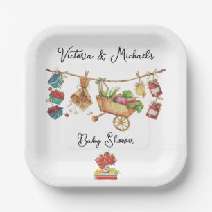 Farmers Market Baby Shower Clothesline Paper Plate