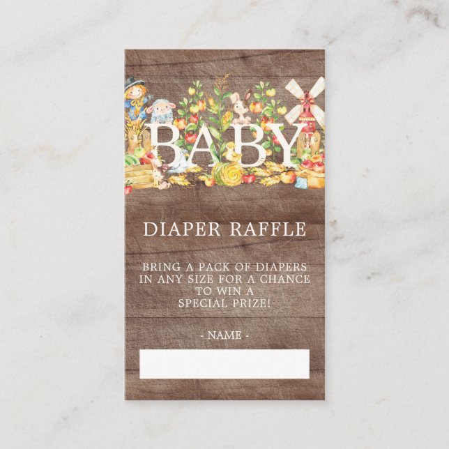 Farmers Market Baby Shower Diaper Raffle Ticket Enclosure Card (Front)