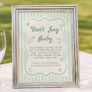 Farmers Market Baby Shower Don't Say Baby Game Poster