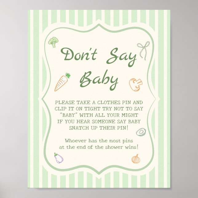 Farmers Market Baby Shower Don't Say Baby Game  Poster (Front)
