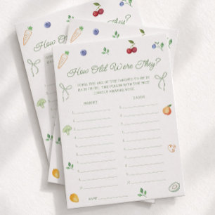 Farmers Market Baby Shower Guess the Age Game Card