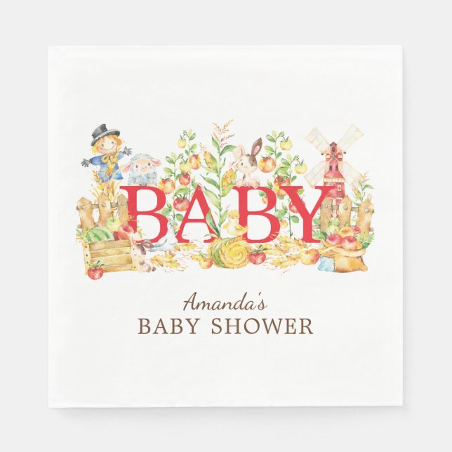 Farmers Market Baby Shower Paper Napkins (Front)