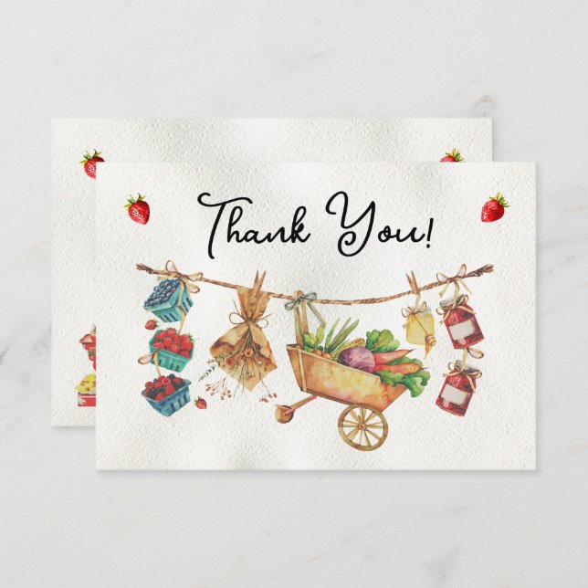 Farmers Market Baby Shower Thank You note Invitation (Front/Back)