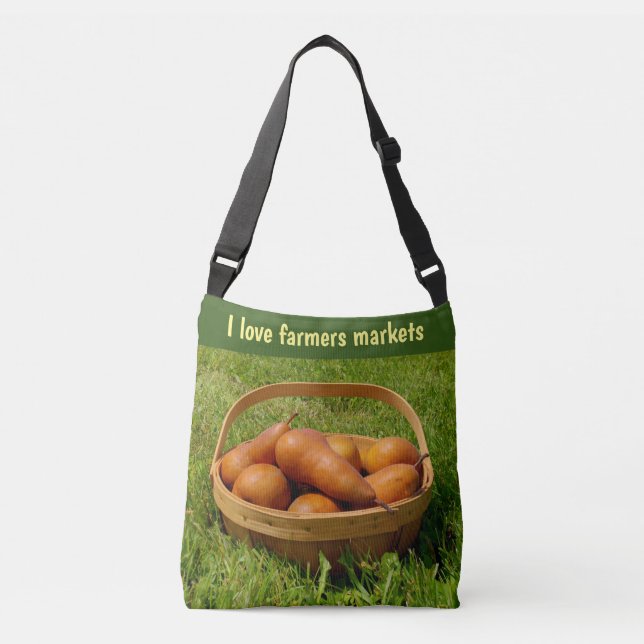 Farmers market bag, your own words, green crossbody bag (Front)