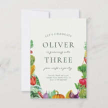 Farmers Market Birthday Invitation with Vegetables