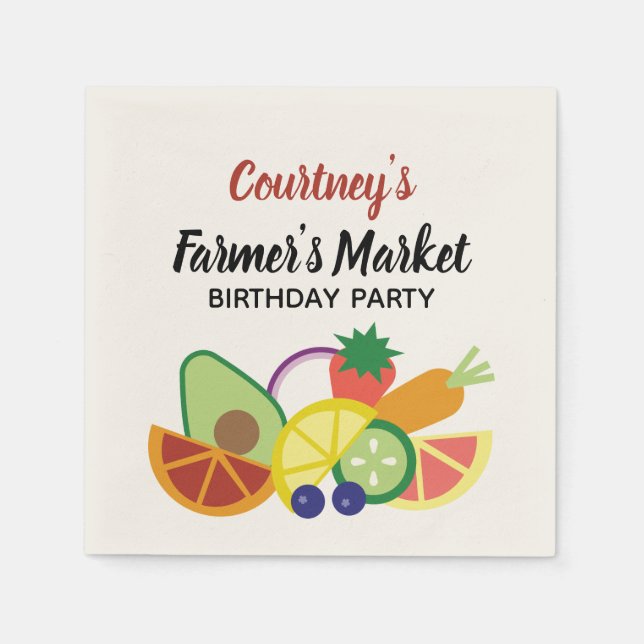 Farmer's Market Birthday Party Fruits and Veggies Napkin (Front)