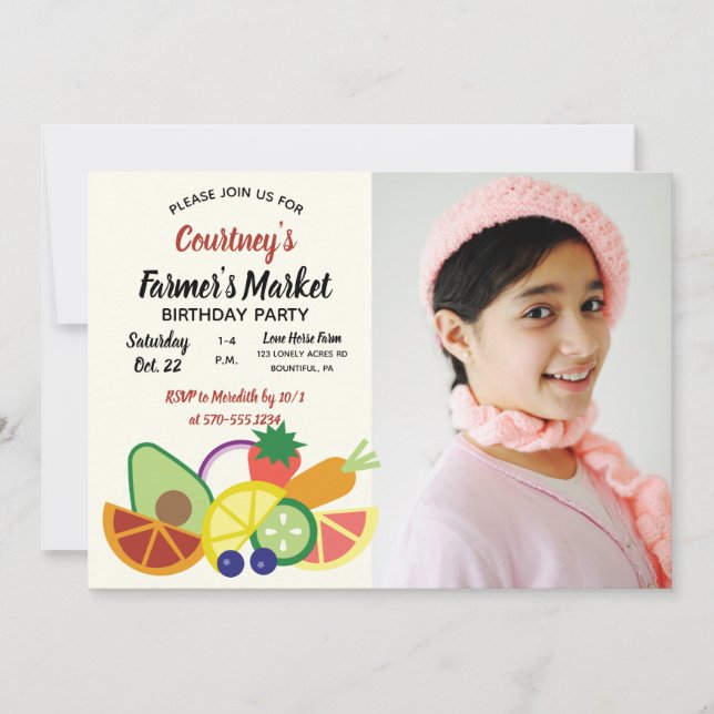 Farmer's Market Birthday Party Photo Invitation (Front)
