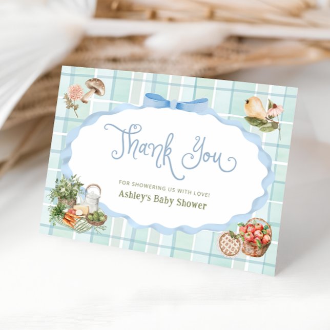 Farmers Market Blue Baby Shower Thank You Card (Creator Uploaded)