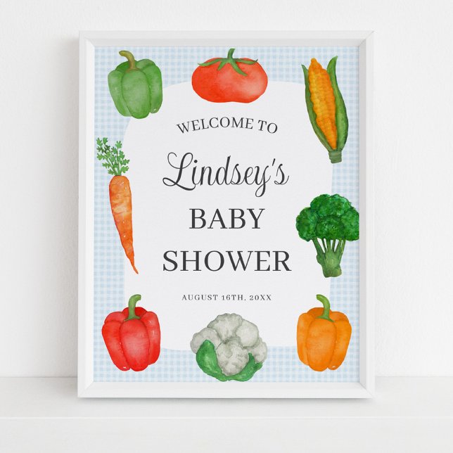 Farmers Market Blue Baby Shower Welcome Poster (Creator Uploaded)