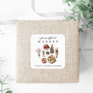 Farmers Market Bridal Shower Favour Square Sticker