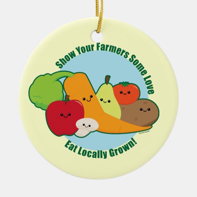 Farmers Market Ceramic Tree Decoration (Front)