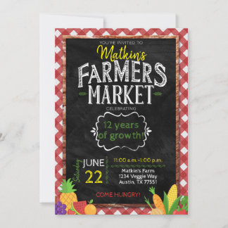 Farmers Market Chalkboard Birthday Invitation