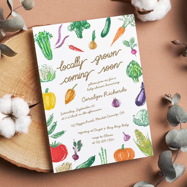 Farmers Market Colourful Vegetable Baby Shower Invitation (Creator Uploaded)