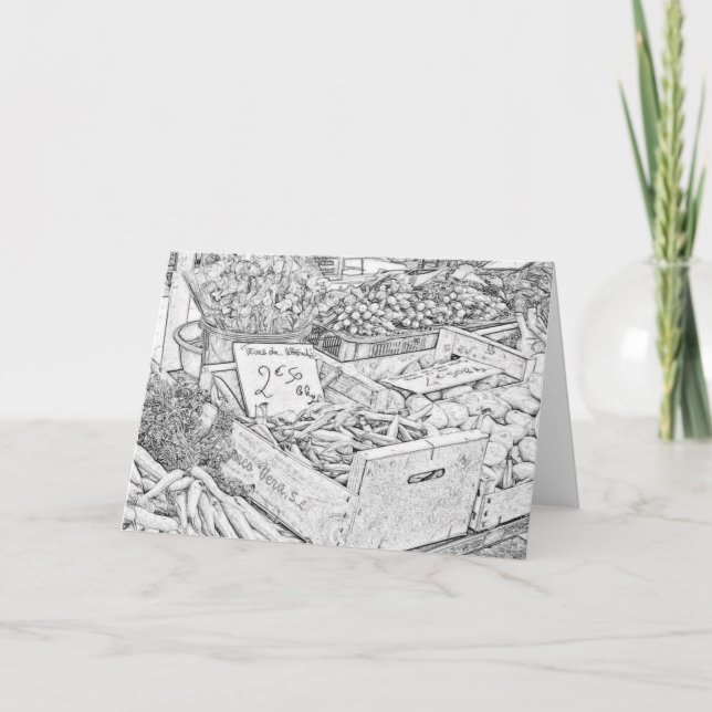 Farmer's Market Colouring Page Greeting Card (Front)