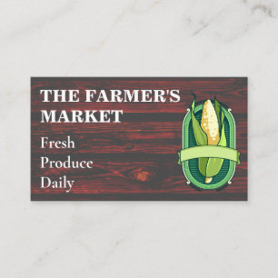 Farmers Market Corn Wood Business Card