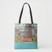 Farmers Market Country Store Watercolor Tote Bag