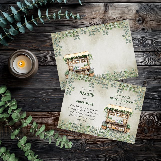 Farmer's Market Farm Stand Call for Recipes Insert (Fresh Off the Market Bridal Shower | Housewarming Call for Recipes Insert Card 3" x 2.5")