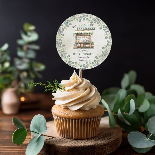 Farmer's Market Farm Stand Welcome Bridal Shower Classic Round Sticker ("She's Fresh Off the Market" Farm Stand and Eucalyptus Farmer's Market Bridal Shower Favor Stickers)