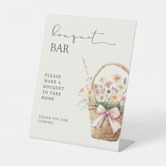 Farmers Market Floral Bridal Shower Bouquet Bar Pedestal Sign (Front)