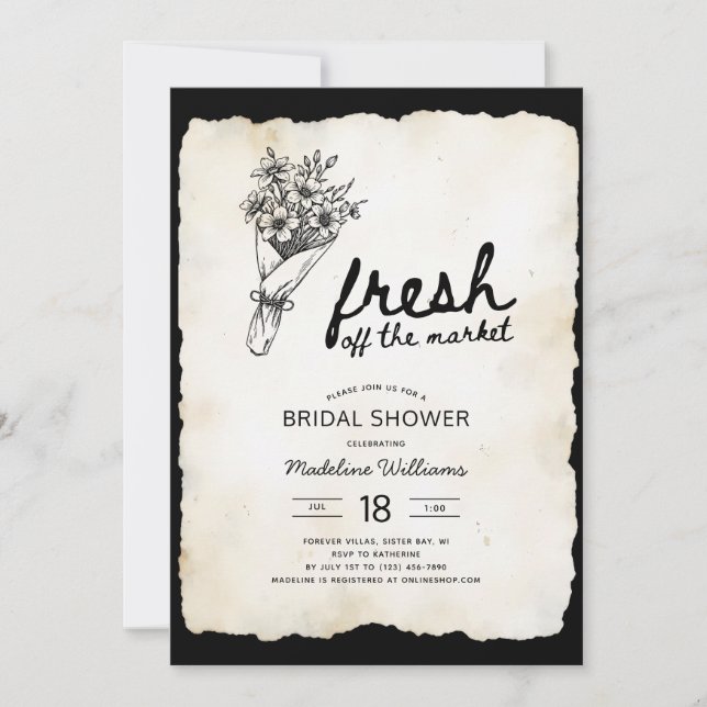 Farmer's Market Flower Bouquet Bridal Shower Invitation (Front)