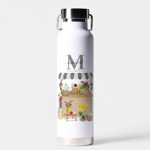 Farmer's Market Flower Cart Kitchen Monogrammed Water Bottle