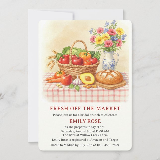 Farmers Market Fresh Off The Market Bridal Shower  Invitation (Front)