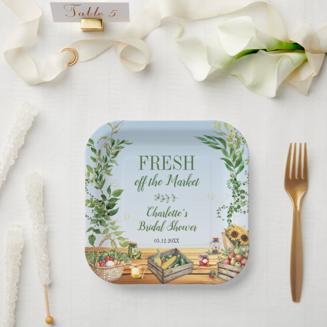 Farmers Market, Fresh off the Market Bridal Shower Paper Plate (Wedding)