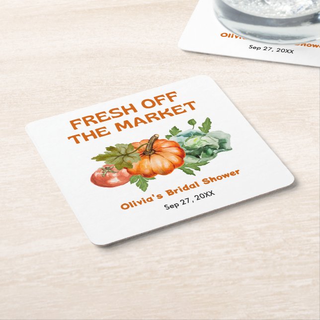 Farmers Market Fresh Off The Market Bridal Shower  Square Paper Coaster (Angled)