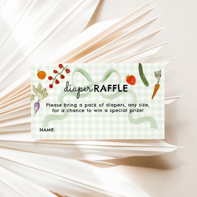 Farmer's Market Gingham Diaper Raffle Game Enclosure Card (Farmer's Market Baby Shower Diaper Raffle Enclosure Card)