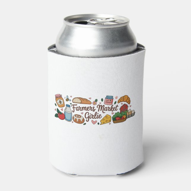 Farmers Market Girlie Girly Trendy Aesthetic Local Can Cooler (Can Front)