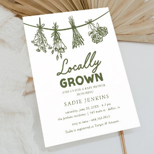 Farmers Market Green Gender Neutral Baby Shower Invitation