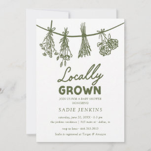 Farmers Market Green Gender Neutral Baby Shower Invitation
