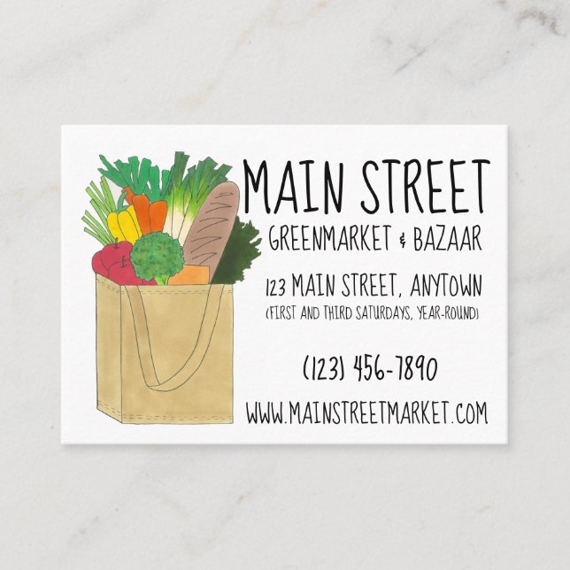 Farmer's Market Greenmarket Grocery Shopping Food Business Card (Front)