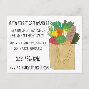 Farmer's Market Greenmarket Grocery Shopping Food Postcard
