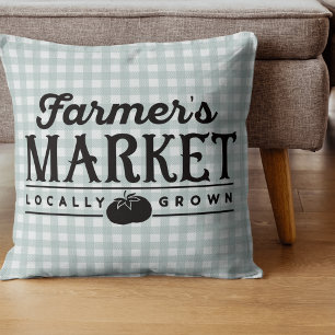 Farmers Market Grey Gingham Cushion