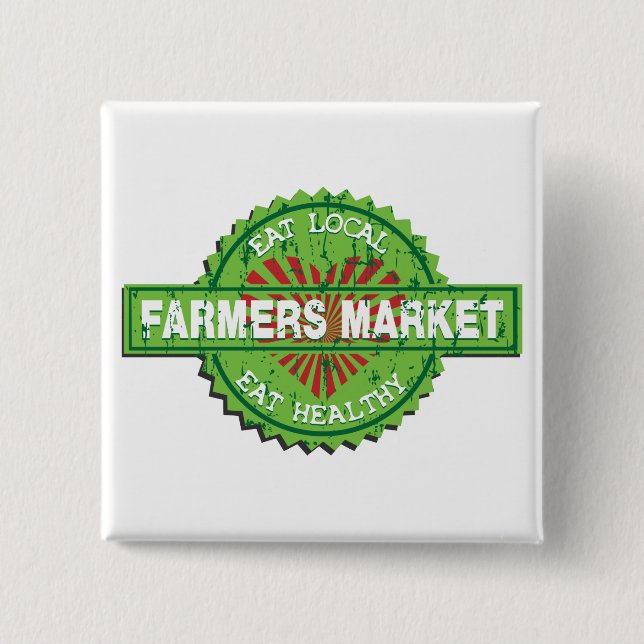 Farmers Market Heart 15 Cm Square Badge (Front)