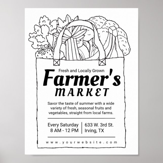 Farmers Market Invitations Farmers Market Art Colo Poster (Front)