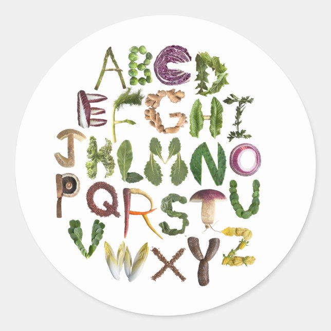 Farmers Market Kids Thank you Alphabet Classic Round Sticker (Front)