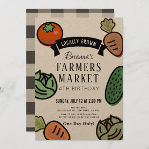 Farmers Market Kraft Paper Birthday Invitation