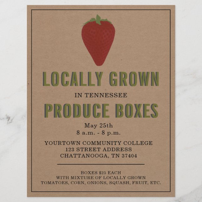 Farmer's Market Local Produce Strawberry Flyer (Front)